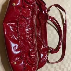 EUC Elezar Red Gold Hardware Leather‎ Shoulder Bag Tote Made In USA 18” X 10.5”